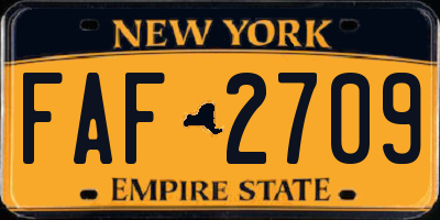 NY license plate FAF2709