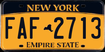 NY license plate FAF2713