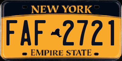 NY license plate FAF2721