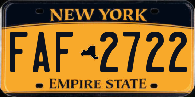 NY license plate FAF2722