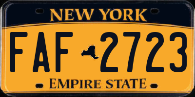 NY license plate FAF2723