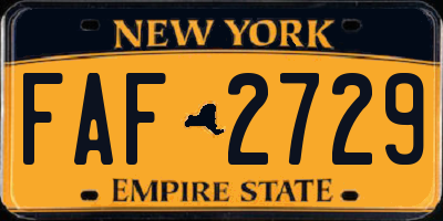 NY license plate FAF2729