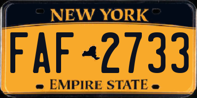 NY license plate FAF2733