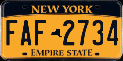 NY license plate FAF2734