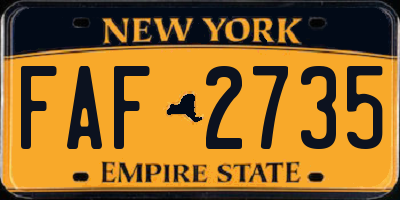 NY license plate FAF2735