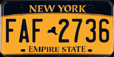 NY license plate FAF2736