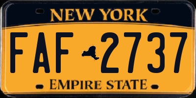 NY license plate FAF2737