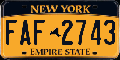 NY license plate FAF2743