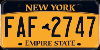 NY license plate FAF2747