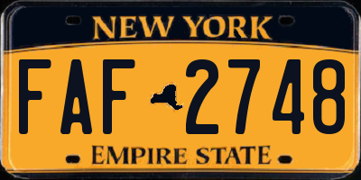 NY license plate FAF2748