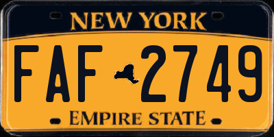 NY license plate FAF2749