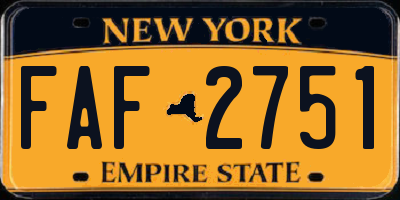 NY license plate FAF2751