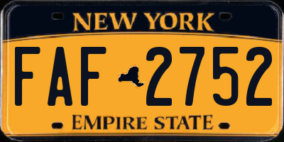 NY license plate FAF2752