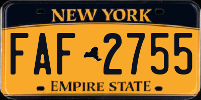 NY license plate FAF2755