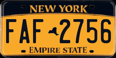 NY license plate FAF2756