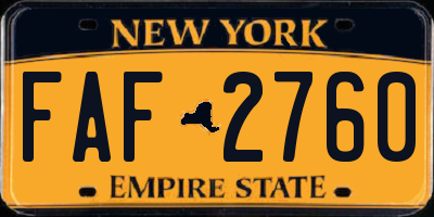 NY license plate FAF2760