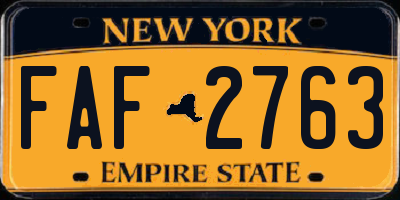 NY license plate FAF2763