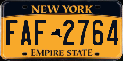 NY license plate FAF2764