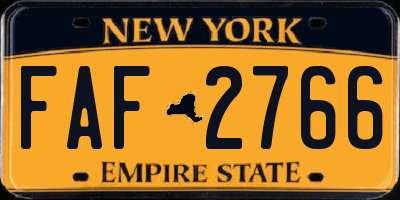 NY license plate FAF2766