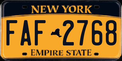 NY license plate FAF2768