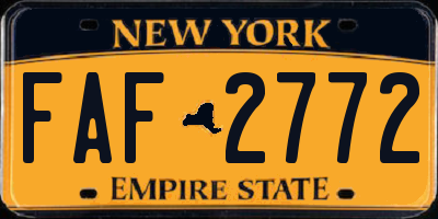 NY license plate FAF2772