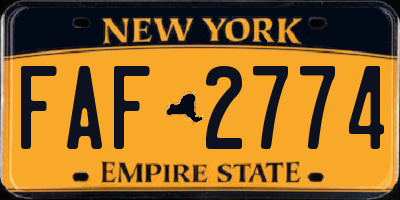 NY license plate FAF2774