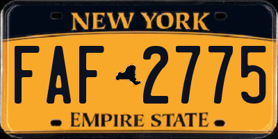 NY license plate FAF2775