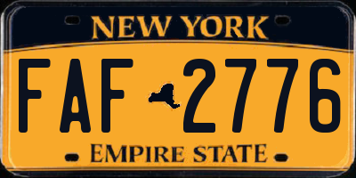 NY license plate FAF2776