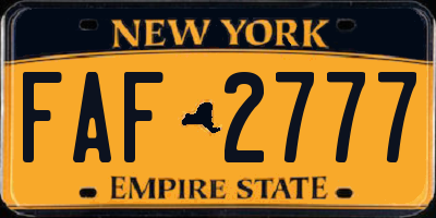 NY license plate FAF2777