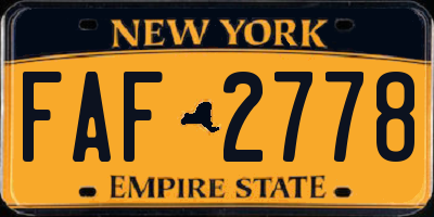 NY license plate FAF2778