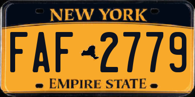 NY license plate FAF2779