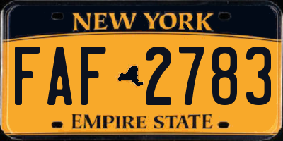 NY license plate FAF2783