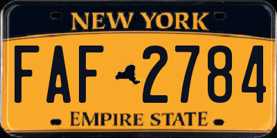NY license plate FAF2784