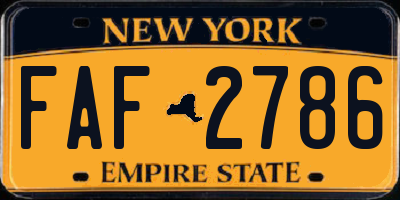 NY license plate FAF2786