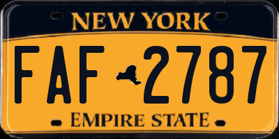 NY license plate FAF2787