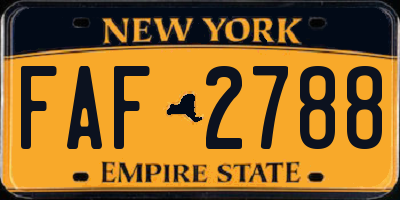 NY license plate FAF2788