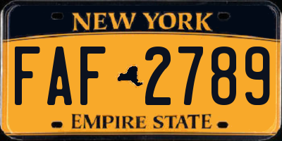 NY license plate FAF2789