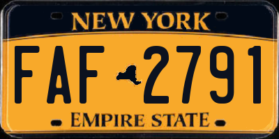 NY license plate FAF2791