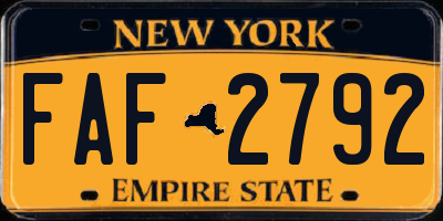 NY license plate FAF2792