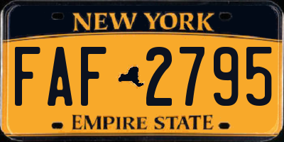 NY license plate FAF2795