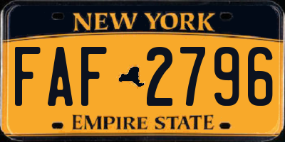 NY license plate FAF2796