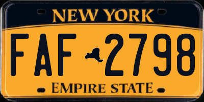 NY license plate FAF2798