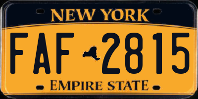 NY license plate FAF2815