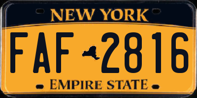 NY license plate FAF2816