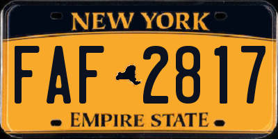 NY license plate FAF2817