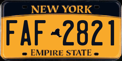 NY license plate FAF2821