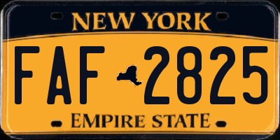 NY license plate FAF2825