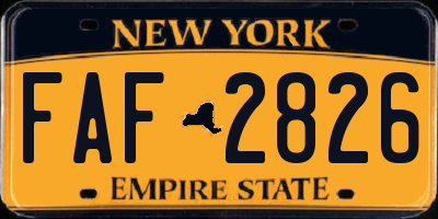 NY license plate FAF2826