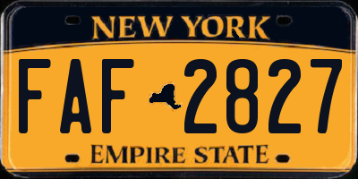 NY license plate FAF2827