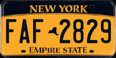 NY license plate FAF2829